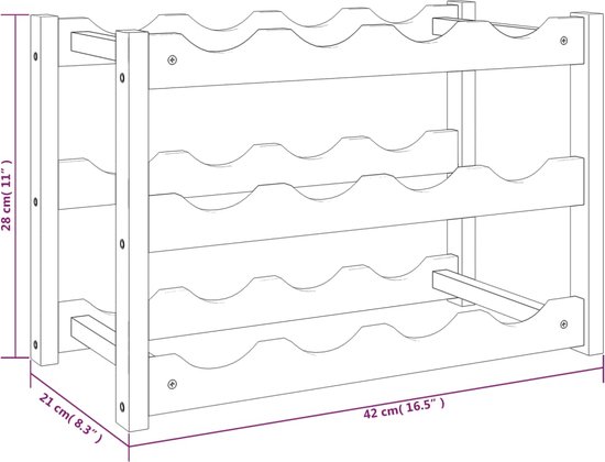 Wijnrek voor 12 flessen massief walnoothout | bol