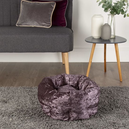 Scruffs Velvet Donut Bed - Stijlvolle katten- en hondenmand van fluweel - in 4 kleuren - Paars