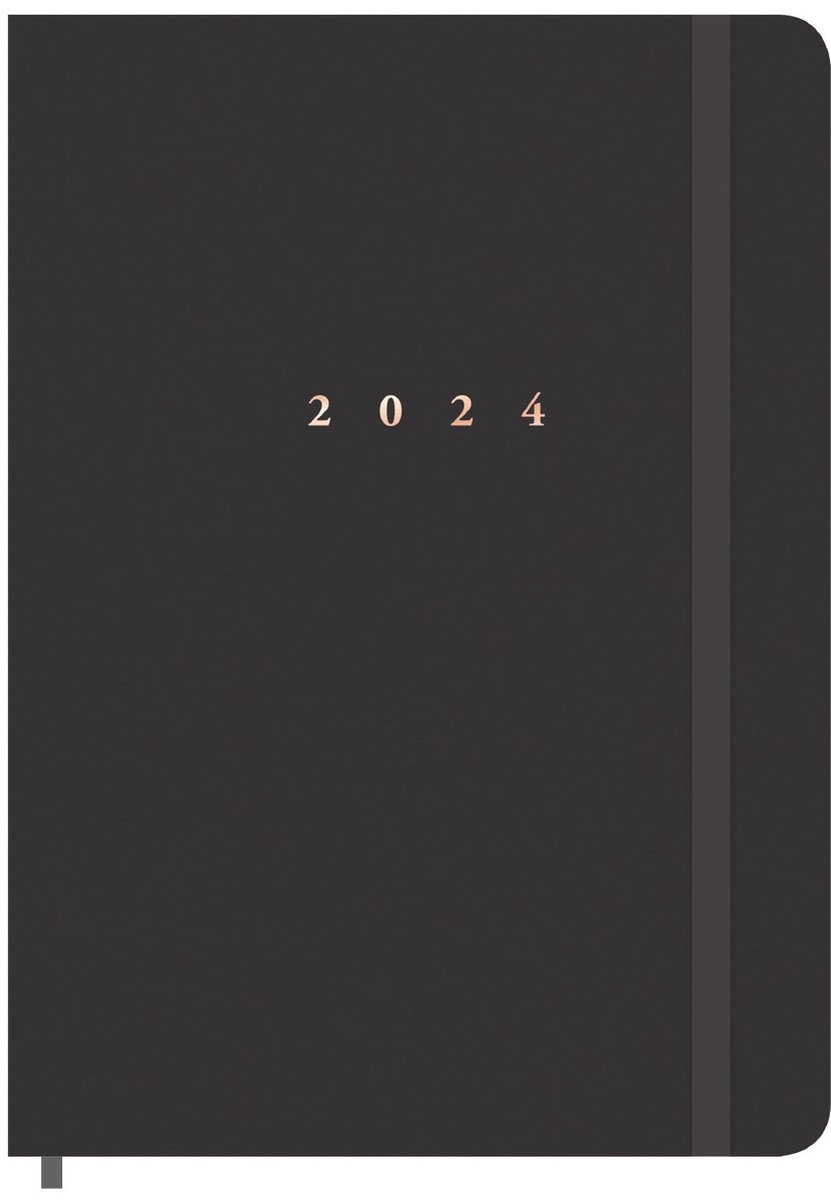 Hobbit - Agenda luxe - 2024 - Antraciet suède look - Hardcover - Week op 2 pagina's - A5 (21,5 x 15,5 cm)