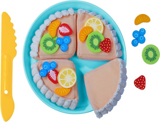 Haba Speelgoedeten Fruittaart 17 Cm Polyester Blauw 22-delig