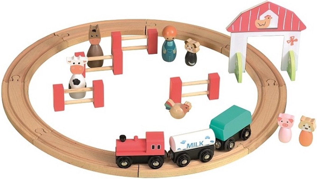 Egmont Toys Treinbaan hout met trein en figuurtjes 45x45 cm