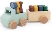 Trixie - Houten Dierenauto met Aanhangwagen - Houten speelgoed