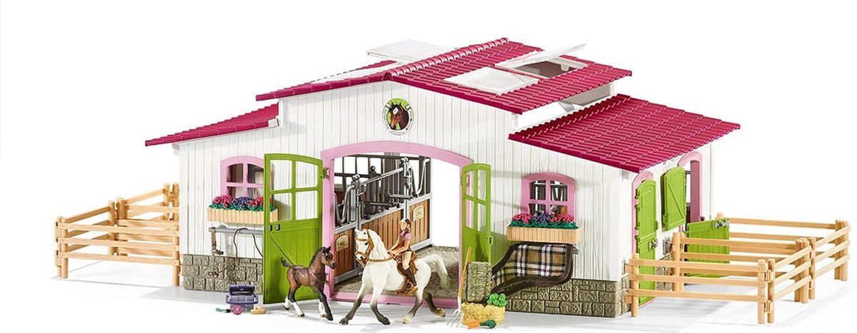 Schleich Horse Club Speelfigurenset - Paardenmanege met Ruiter - Kinderspeelgoed voor Jongens en Meisjes - 5 tot 12 jaar - 44 Onderdelen - 42344 - Schleich