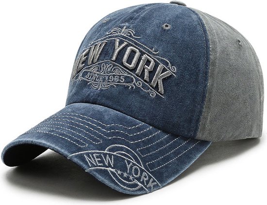 Casquette Baseball New York - Blauw/ Grijs - Casquette Denim Délavé