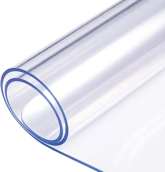 Nappe PVC Transparente 2mm Crystal Clear Table Protector 100cm x 200cm Imperméable Résistant à l'huile PVC épais Respectueux de l'environnement Antidérapant Résistant aux rayures Entretien facile