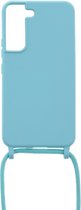 LuxeBass Siliconen hoesje met koord geschikt voor Samsung Galaxy S21 - Turquoise - telefoonhoes - gsm hoes - telefoonhoesje