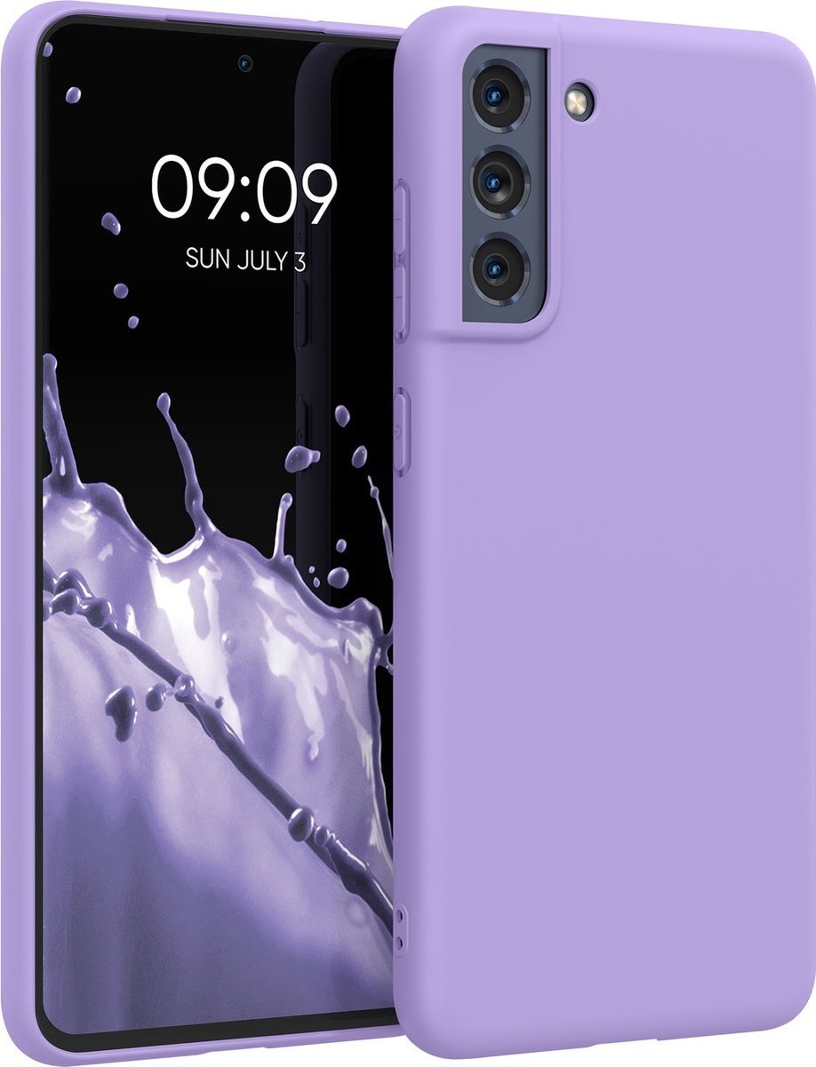 LuxeBass Siliconen hoesje geschikt voor Samsung Galaxy S21FE - Paars - telefoonhoes - gsm hoes - telefoonhoesje