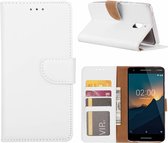 LuxeBass Hoesje geschikt voor Nokia 2.1 - Boekhoesje met kaartvakken - Wit gsm hoesje - telefoonhoes - telefoonhoesjes