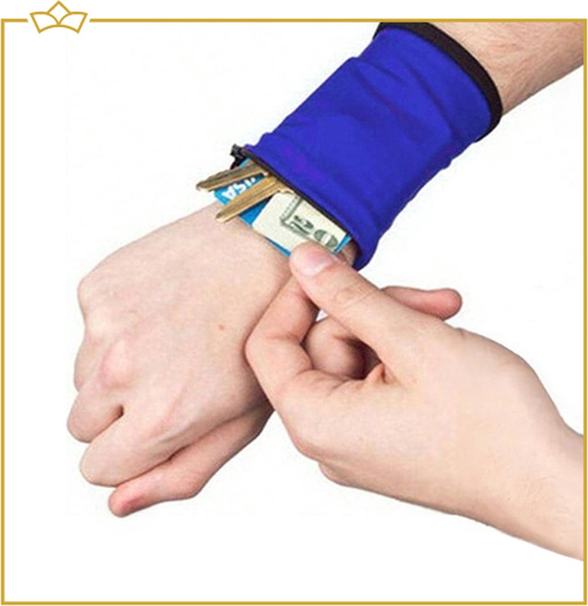ATTREZZO® Polsportemonnee met rits - ideaal om geld of sleutels op te bergen - Blauw - Hardlopen - Fietsen - Fitness - Reizen