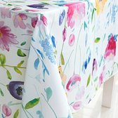 Afwasbaar tafelkleed, rechthoekig, waterdicht, Oxford-stof, tafellinnen, onderhoudsvriendelijk, tuin, kamer, tafeldecoratie bloemen, 140 x 260 cm