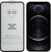 9H 5D Full Glue Full Screen gehard glasfilm voor iPhone 12/12 Pro (zwart)