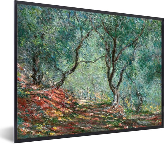 Fotolijst incl. Poster - Olijfbomen in de Morenotuin - Schilderij van Claude Monet - 80x60 cm - Posterlijst