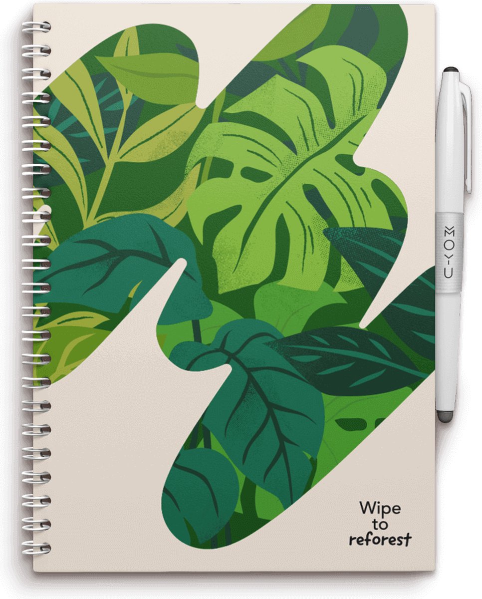 MOYU - Sandy Jungle Notebook - Uitwisbaar Notitieboek A5 Premium - Multifunctionele pagina’s - Inclusief uitwisbare pen, houder en wisdoekje