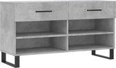 vidaXL - Schoenenbank - 102x35x55 - cm - bewerkt - hout - betongrijs