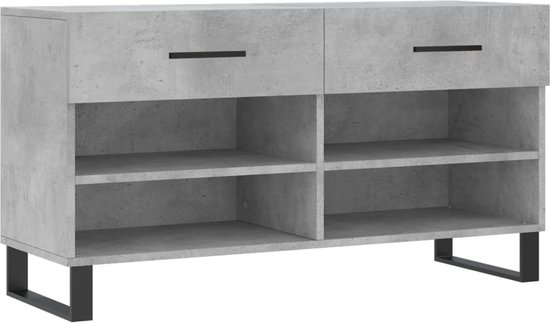 vidaXL - Schoenenbank - 102x35x55 - cm - bewerkt - hout - betongrijs