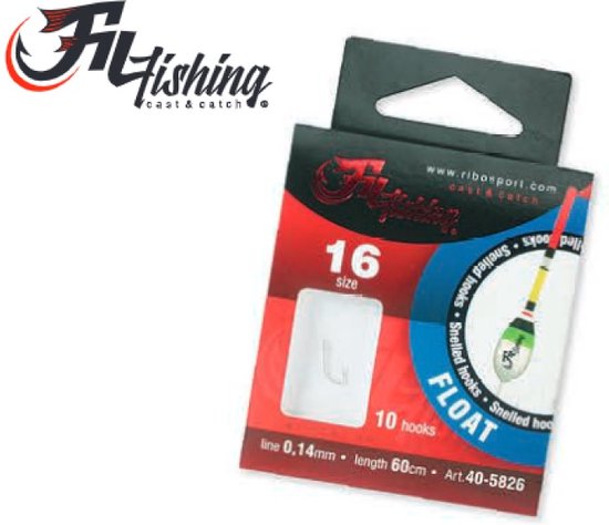 Snelled Hooks 'Float' - Haakmaat #14 - 0.14mm - 60cm - 10 stuks - Feeder & Witvis Onderlijnen - Dobber onderlijn van Fishtime — afbeelding 2