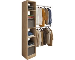 VCM Houten open garderobekast inloop kledingrek schuin dak plank Dacho lll Houten open garderobekast inloop kledingrek schuin dak plank Dacho lll