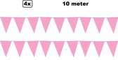 4x vlaggenlijn baby roze 10 meter - Festival thema feest party verjaardag gala jubileum
