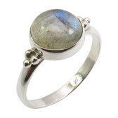Natuursieraad -  925 sterling zilver labradoriet ring maat 20.00 mm - luxe edelsteen sieraad - handgemaakt