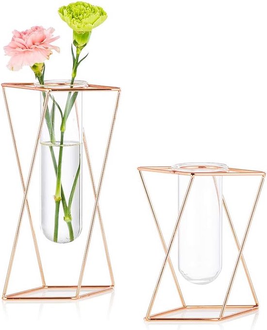 Tuuters Reageerbuisvaas van hout – moderne tafeldecoratie, incl. hoogwaardige reageerbuisjes (Mr&Mrs