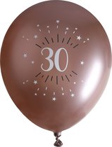 Santex verjaardag leeftijd ballonnen 30 jaar - 6x stuks - rosegoud - 30 cm - Feestartikelen