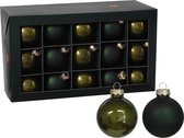 Othmar Decorations kerstballen - 36x - olijf/donkergroen - glas - 6 cm