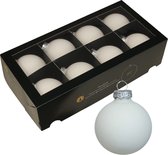 Othmar Decorations kerstballen 8x - satijn wit -glas - 8 cm