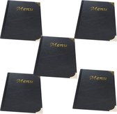 5 pack Menumap | A4 | zwart | menukaart mappen | menuhoezen