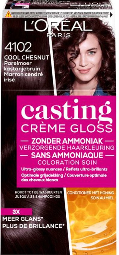 3x L'Oréal Casting Crème Gloss Haarkleuring 4102 Parelmoer Kastanjebruin
