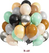 Luna Balunas 50 Stuks Gekleurde Latex Ballonnen Retro Jongens Mannen Groen Bruin Zilver - Game - Helium geschikt