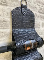 Dries Design D3SD - wijnfles houder - wijnflessen houder - flessenhouder - wijnrek - flessenrek - cognac rek - whisky rek - leder 6 - zwart alligator