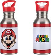 Nintendo - Super Mario - Super Mario metalen waterfles met rietje 500ml