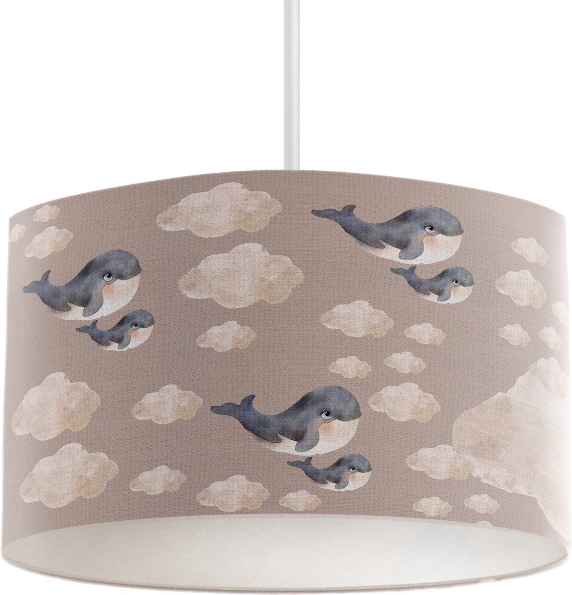 LM Baby Art | Hanglamp walvissen en wolken | Kinderkamer hanglamp | Inclusief witte pendel | 24cm hoog | Diameter 30cm