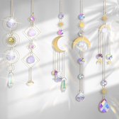 Zonnevanger-kristallen windspel, 5 stuks kristallen hangers, decoratie, regenboog, zon, maan, zonnevanger, raamdecoratie, hangend voor ramen, huis, tuin, feest, bruiloft, decoratie