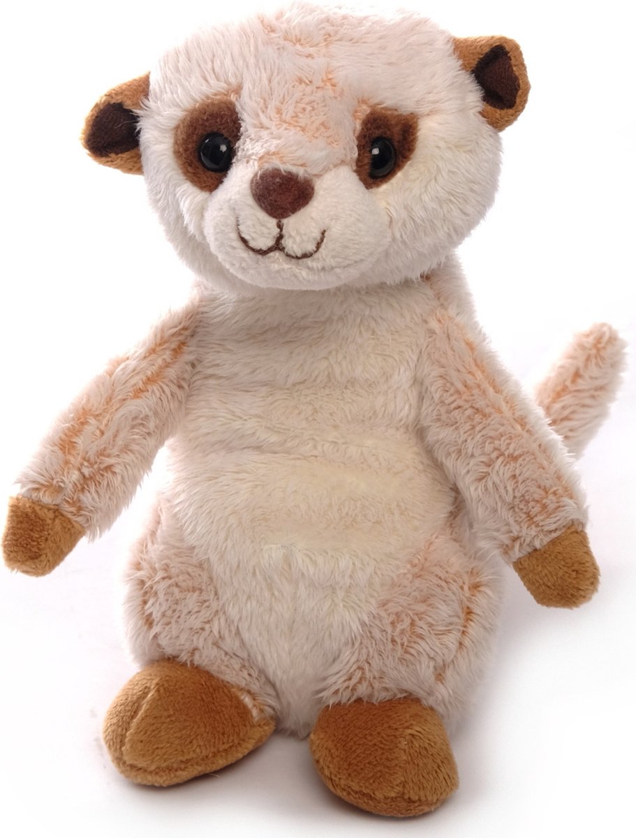 Inware pluche stokstaartje knuffeldier - beige - staand - 16 cm - Dieren knuffels