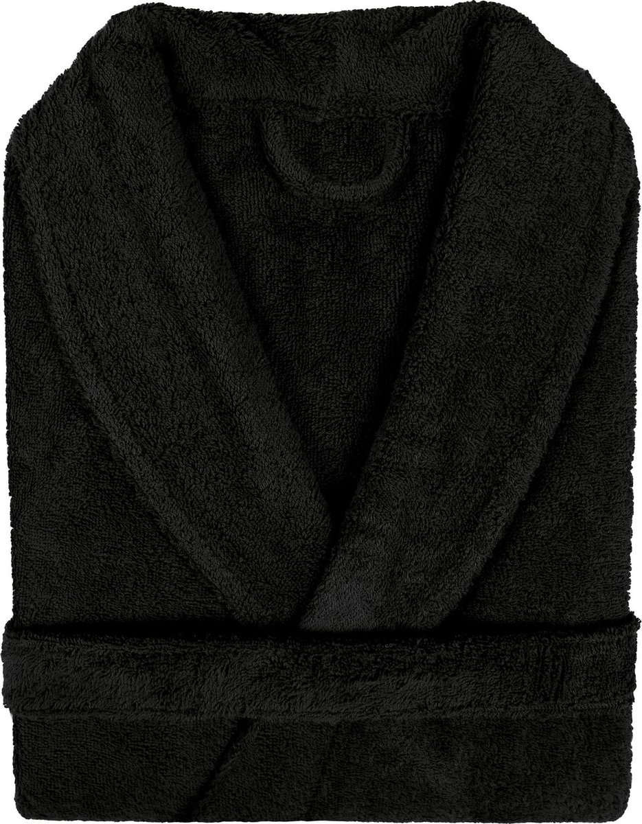 Badjas Badstof Uni Pure Royal met Shawlkraag Zwart col 3 Maat XXL