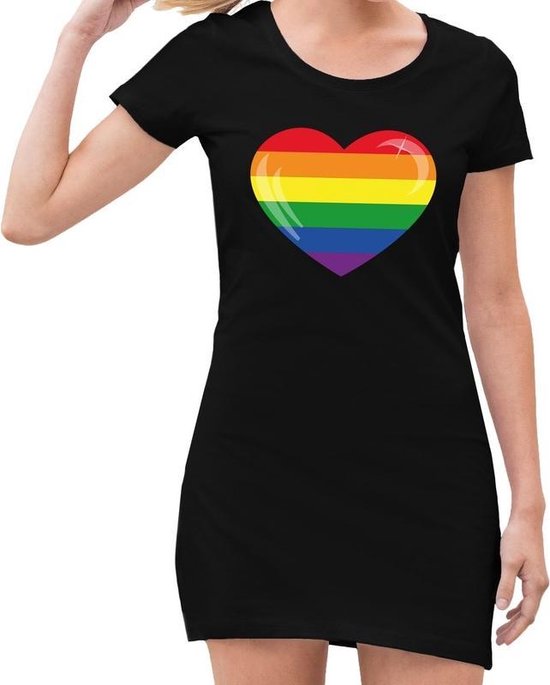 Gaypride regenboog hart  zwart jurkje voor dames - gay pride/LGBT kleding 40