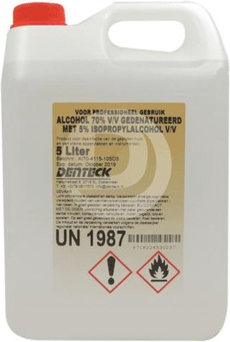 Goedkoopste Alcohol 70 procent 5 liter Degros - alcohol 70 - ketonatus - desinfecteren van oppervlakken en de huid