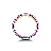 Titanium Piercing ring Regenboog - 6 mm - Dikte 1.2mm piercing helix - piercing oor - ring piercing- Verpakt in luxe fluwelen envelop - Anti allergie piercing - Ringetje geschikt voor Helix, Tragus, Septum, Lip, Neus & wenkbrauw piercing-