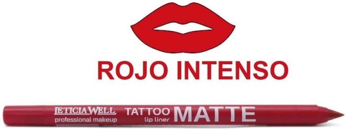 Leticia Well – Matte Tattoo Lippotlood / Lipliner – Rood / Iconic Red - Nummer 11655 - 1 stuks