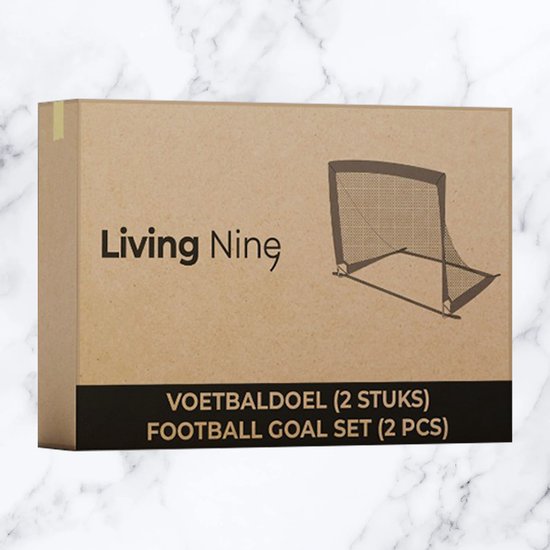 Living Nine - Voetbaldoeltjes - 120x80cm - Set van 2 - Zwart - Met Draagtas - Voetbalgoal - Goal - Voetbaldoel - Groot - Voor Kinderen - Voetbaldoelen - Goaltje - Living Nine