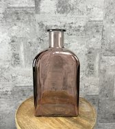 Dromist - Vaas - Glas - Rood - Hoogte 39 cm - Apothekers fles - Vierkant - Bloemenvaas