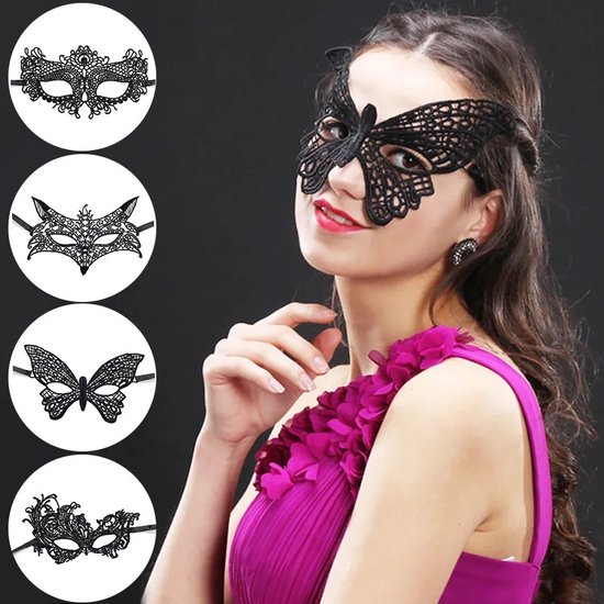 Masque - Masque pour les yeux - Masque passionnant - Papillon - Bal - Accessoire d'habillage - Carnaval - Masque Érotique - Zwart