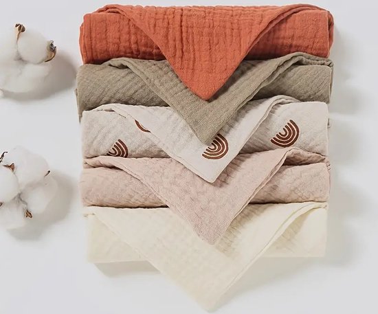 Kwijl slabbetjes set van 5 - hydrofiel baby slabbetjes met drukknoop - rainbow - baby slabbers - kwijl slabbetjes - spuug slab - 100% katoenen slabbetjes - bandana bib baby - uitwasbare slabbers van Merkloos — afbeelding 3
