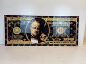 Tableau Lv Godfather dollar doré sur plexiglas 120x50cm