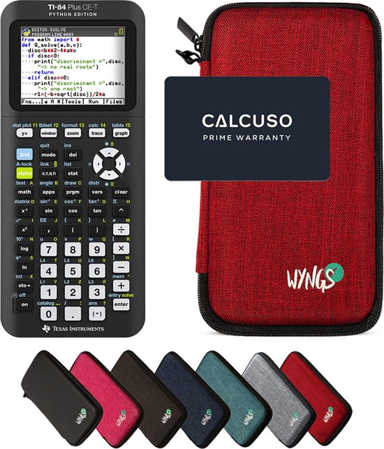 CALCUSO Basispakket rood met Grafische Rekenmachine TI-84 Plus CE-T Python Edition