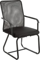 Bureaustoel, ergonomische armleuningen en rugleuning van ademende stof, vrijdragende fauteuil voor wacht- en vergaderruimtes, belastbaar tot 130 kg, zwart