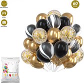 FeestmetJoep® 60 stuks ballonnen Goud Marmer – Verjaardag Versiering