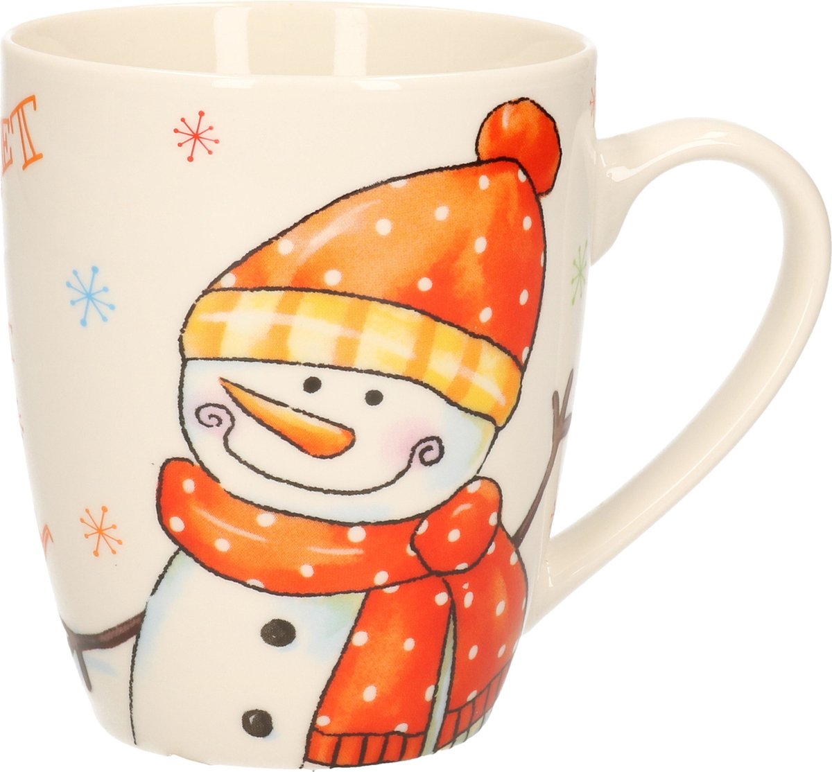G. Wurm Kerst mok - sneeuwpop - 8 x 10 cm - porselein - 300 ml - beker - koffiemok - kerstbeker