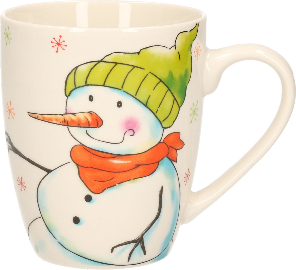 G. Wurm Kerst mok - sneeuwpop - 8 x 10 cm - porselein - 300 ml - beker - koffiemok - kerstbeker